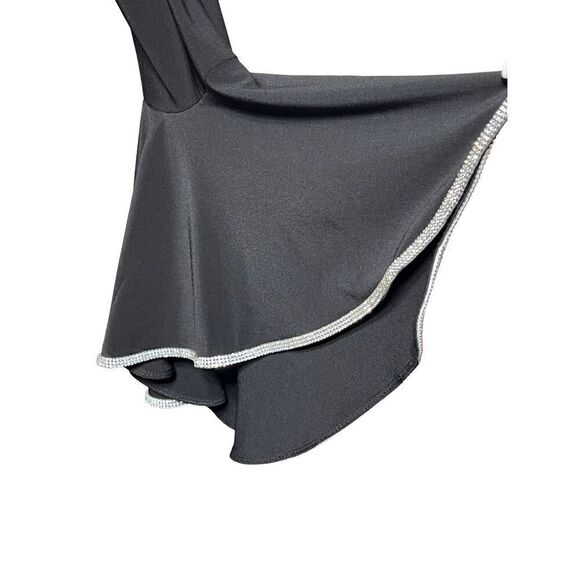 Roz & Ali Black Flounce Sleeve Blouse with Rhinestone Trim Small - Picture 4 of 8